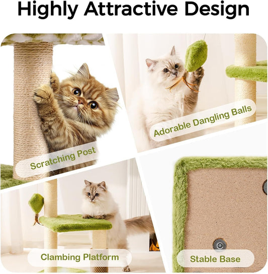 Green Checkered Multi-Level Cat Tree
