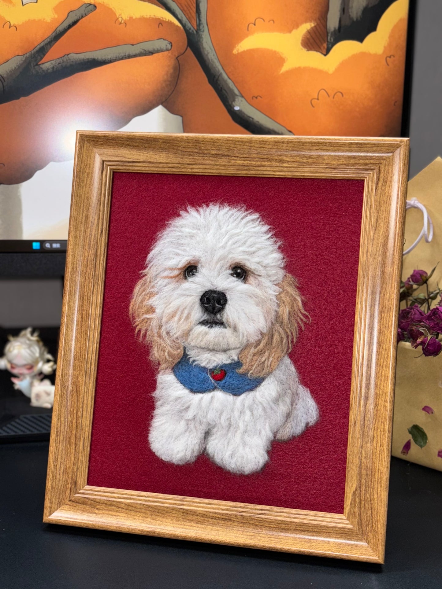 Custom Framed Wool Felt Pet Portrait