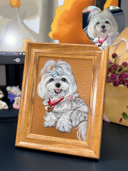 Custom Framed Wool Felt Pet Portrait