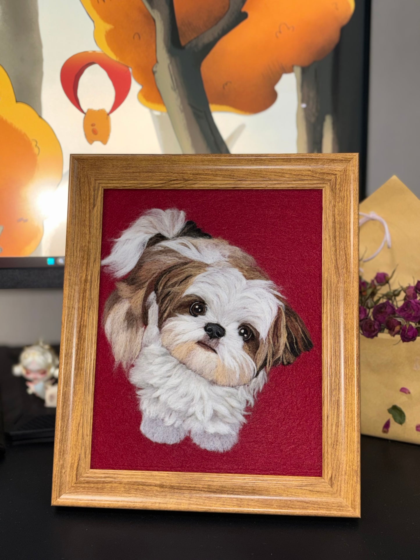 Custom Framed Wool Felt Pet Portrait
