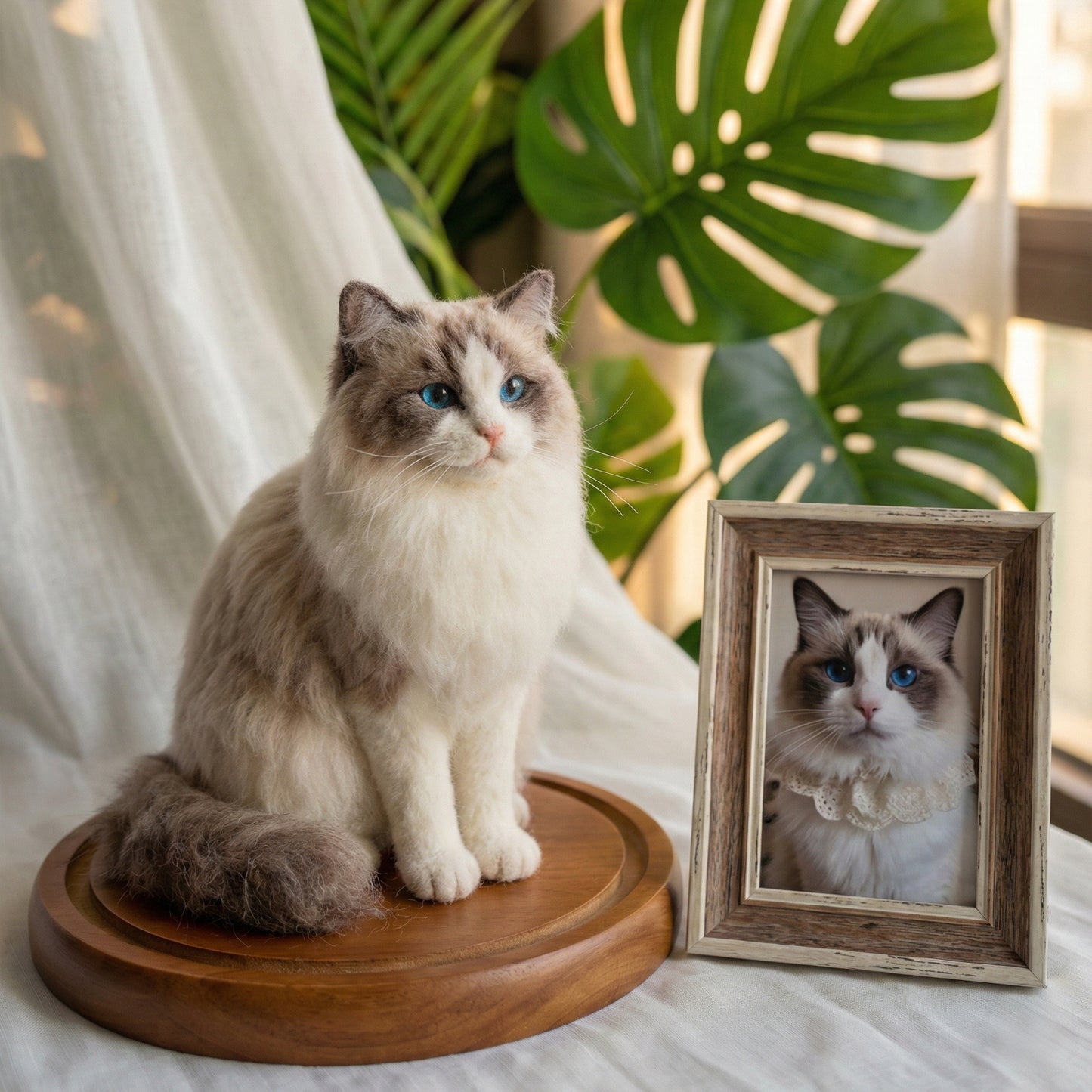 Full-body Wool Felt Cat Figurines